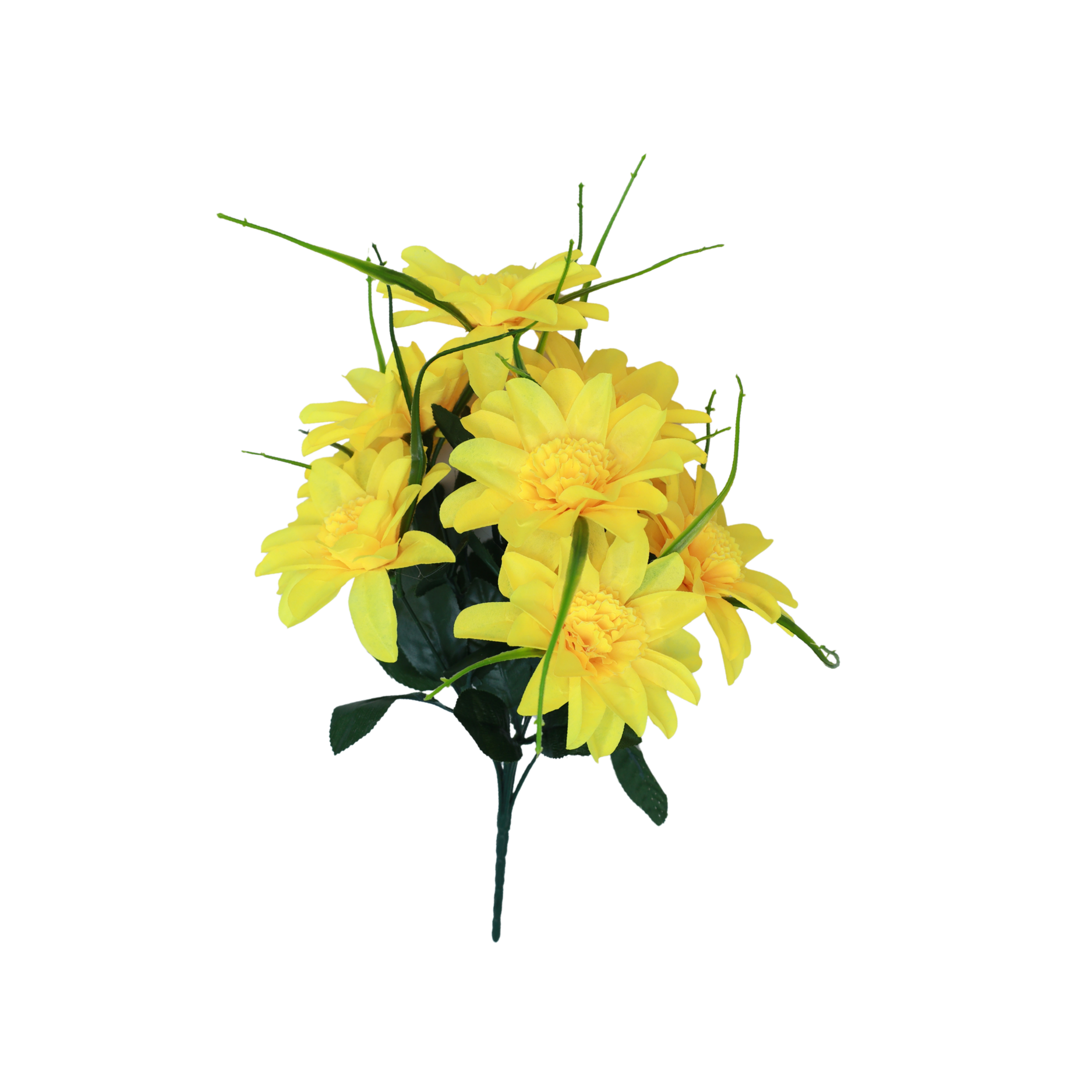 Artificial Dahlia Flower Bunches with Green Leaves | Decorative Floral Stems for Vase, Home, Living Room, Bedroom, Office, Hotel, Wedding & Festival Decoration — view 2